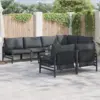 Image de vidaXL Ensemble de canapé de jardin avec coussin 7 pcs Noir Acier