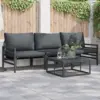 Image de vidaXL Ensemble de canapé de jardin avec coussin 4 pcs Noir Acier