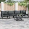 Image de vidaXL Ensemble de canapé de jardin avec coussin 4 pcs Noir Acier