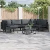 Image de vidaXL Ensemble de canapé de jardin avec coussin 7 pcs Noir Acier