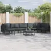 Image de vidaXL Ensemble de canapé de jardin 8 pc Noir Acier