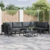 Image de vidaXL Ensemble de canapé de jardin 7 pc Noir Acier