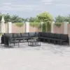 Image de vidaXL Ensemble de canapé de jardin avec coussin 11 pcs Noir Acier
