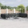 Image de vidaXL Ensemble de canapé de jardin 11 pc Noir Acier