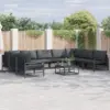 Image de vidaXL Ensemble de canapé de jardin 10 pc Noir Acier