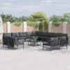 Image de vidaXL Ensemble de canapé de jardin 14 pc Noir Acier