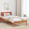 Image de vidaXL Cadre de lit avec tête de lit Brun cire 90 x 200 cm Pin massif