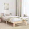 Image de vidaXL Cadre de lit avec tête de lit Naturel 75 x 190 cm Pin massif