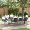 Image de vidaXL Ensemble de salle à manger pour jardin 9 pc Marron et Noir