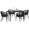 Image de vidaXL Ensemble de salle à manger pour jardin 5 pcs Noir, Set de salle à manger de jardin et de terrasse, Mobilier moderne en extérieur rectangulaire, Matériaux UV résistants, Conception imperméable