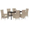 Image de vidaXL Ensemble de salle à manger pour jardin 7 pcs Beige polyrotin, Ensemble de jardin moderne, mobilier résistant aux intempéries, léger, durable, salle à manger en rotin, cadre en acier