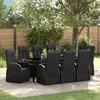 Image de vidaXL Ensemble de salle à manger pour jardin 9 pc Noir polyrotin