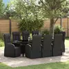 Image de vidaXL Ensemble de salle à manger pour jardin 9 pc Noir polyrotin