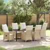 Image de vidaXL Ensemble de salle à manger pour jardin 7 pc Beige polyrotin