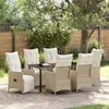 Image de vidaXL Ensemble de salle à manger pour jardin 7 pcs Beige polyrotin