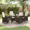 Image de vidaXL Ensemble de salle à manger pour jardin 5 pc Marron polyrotin