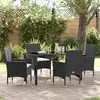 Image de vidaXL Ensemble de salle à manger pour jardin 5 pc Noir polyrotin