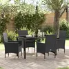 Image de vidaXL Ensemble de salle à manger pour jardin 5 pc Noir polyrotin
