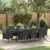 Image de vidaXL Ensemble de salle à manger pour jardin 9 pc Noir polyrotin
