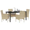 Image de vidaXL Ensemble de salle à manger pour jardin 5 pcs Beige polyrotin, Ensemble de jardin moderne, mobilier léger pour repas en terrasse, parfait pour vos soirées d'été