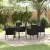 Image de vidaXL Ensemble de salle à manger pour jardin 5 pc Noir polyrotin