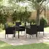 Image de vidaXL Ensemble de salle à manger pour jardin 5 pc Noir polyrotin