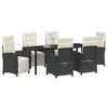 Image de vidaXL Ensemble de salle à manger pour jardin 7 pcs Noir polyrotin, Ensemble de dîner moderne et durable, meuble de jardin confortable, dossier ajustable, résistant aux intempéries