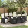 Image de vidaXL Ensemble de salle à manger pour jardin 9 pc Noir polyrotin