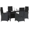Image de vidaXL Ensemble de salle à manger pour jardin 5 pcs Noir polyrotin, Ensemble de dîner moderne et durable, meuble de jardin confortable, dossier ajustable, résistant aux intempéries