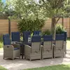 Image de vidaXL Ensemble de salle à manger pour jardin 9 pc Gris polyrotin