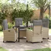 Image de vidaXL Ensemble de salle à manger pour jardin 5 pc Beige polyrotin