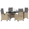 Image de vidaXL Ensemble de salle à manger pour jardin 5 pcs Beige polyrotin, Ensemble de jardin élégant, mobilier modulable, table moderne pour patio, repas en plein air agréable