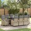 Image de vidaXL Ensemble de salle à manger pour jardin 9 pc Beige polyrotin