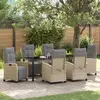 Image de vidaXL Ensemble de salle à manger pour jardin 7 pc Beige polyrotin
