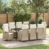 Image de vidaXL Ensemble de salle à manger pour jardin 9 pc Beige polyrotin