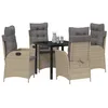 Image de vidaXL Ensemble de salle à manger pour jardin 5 pcs Beige polyrotin, Ensemble de jardin et terrasse, meuble de salle à manger extérieur, poly rotin et table en verre, coin détente