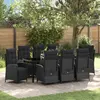 Image de vidaXL Ensemble de salle à manger pour jardin 9 pc Noir polyrotin