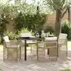 Image de vidaXL Ensemble de salle à manger pour jardin 5 pc Beige polyrotin