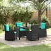 Image de vidaXL Ensemble de salle à manger pour jardin 5 pc Noir Poly rotin