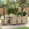 Image de vidaXL Ensemble de salle à manger pour jardin 9 pc Beige polyrotin