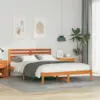 Image de vidaXL Cadre de lit avec tête de lit Brun cire 140 x 210 cm Pin massif