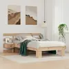 Image de vidaXL Cadre de lit avec tête de lit Marron 90 x 200 cm Pin massif