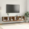 Image de vidaXL Ensemble meuble TV Montage mural 3 pcs Marron 60 x 30 x 30 cm