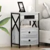 Image de vidaXL Cabinet de chevet avec tiroir 2 pcs Gris Sonoma 40 x 31 x 60 cm