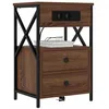 Image de vidaXL Nachtkastje Bruin Eiken 40 x 31 x 60 cm Bewerkt hout