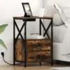 Image de vidaXL Cabinet de chevet avec tiroir 2 pcs Chêne fumé 40 x 31 x 60 cm