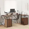 Image de vidaXL Bureau Chêne brun 182 x 101 x 87,5 cm Bois d'ingénierie