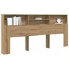 Image de vidaXL Cabinet de Tête de Lit Chêne artisanal 220 x 19 x 101,5 cm, Tête de lit moderne pour le rangement, cadre de lit en bois, design minimaliste pour optimiser l'espace