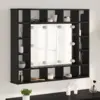 Image de vidaXL Armoire Miroir Chêne noir 91 x 15 x 76,5 cm Bois d'ingénierie