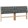 Image de vidaXL Tête de lit capitonnée Gris foncé 200 cm Pin massif, Mobilier de chambre moderne, tête de lit rembourrée rectangulaire, design en pin massif, accessoires tendance pour déco minimal